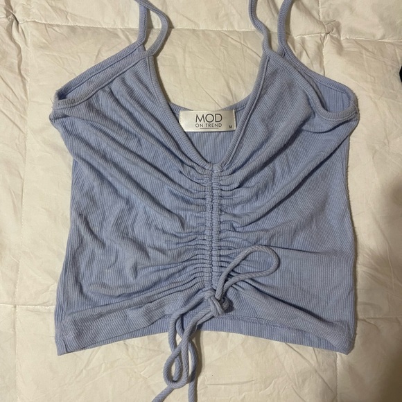 MOD On Trend Boutique Drawstring Rib Knit Cami Crop Top - Picture 4 of 9